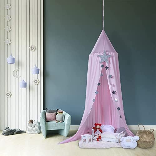 Çocuk Yatağı Gölgelik-Kız Erkek Odası için Tavandan Asılı Kubbeli Oyun Çadırı-Okuma Köşesi Prenses Kalesi-Kız Yatak Odası Dekoru-Beşik