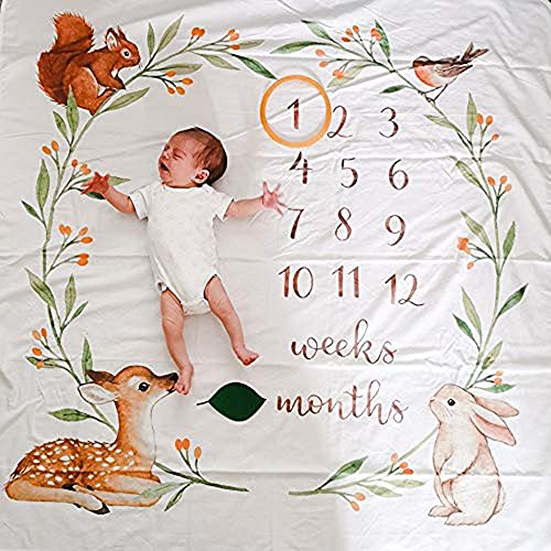 Bebek Aylık Milestone Battaniye Woodland-Bebek Kız Hediyeler ve Erkek Bebek Hediyeler-İzle Bana Büyümek Woodland Kreş Dekor-Avrupa