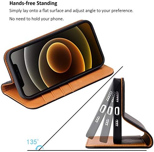 VİSOUL Kılıf ile Kart Tutucu iPhone 12 Pro Max 5G ile Uyumlu Cüzdan Kılıf, karbon Fiber Deri Manyetik Kapak Koruyucu Kabuk ile