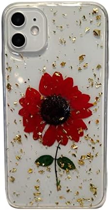 COLORJAK Sevimli Kız Telefon Kılıfı Ayçiçeği El Yapımı Cep Telefonu, iPhone 11 (Sarı)