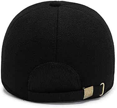 In2Ho Kış Sıcak Yün Beyzbol Kapaklar Şapka Ağız Kış Kulaklığı Düz Strapback Ayarlanabilir Şapka Düşük Profil Baba Şapka (Renk: