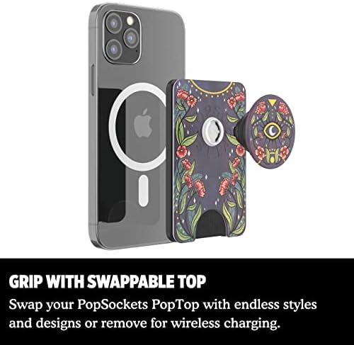 MagSafe için PopSockets PopWallet+: Kredi Kartları için Telefon Tutacağı ve Cüzdan, Çıkarılabilir, Çiçekli Bohem